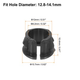 sourcing map Cable Snap Bushing Grommets, 50Pcs 13mm/0.51" Mounting Dia Nylon Snap Bushing Grommet, Round Snap in Cable Hose Bushing for Various Cables Tubes Wire, Black