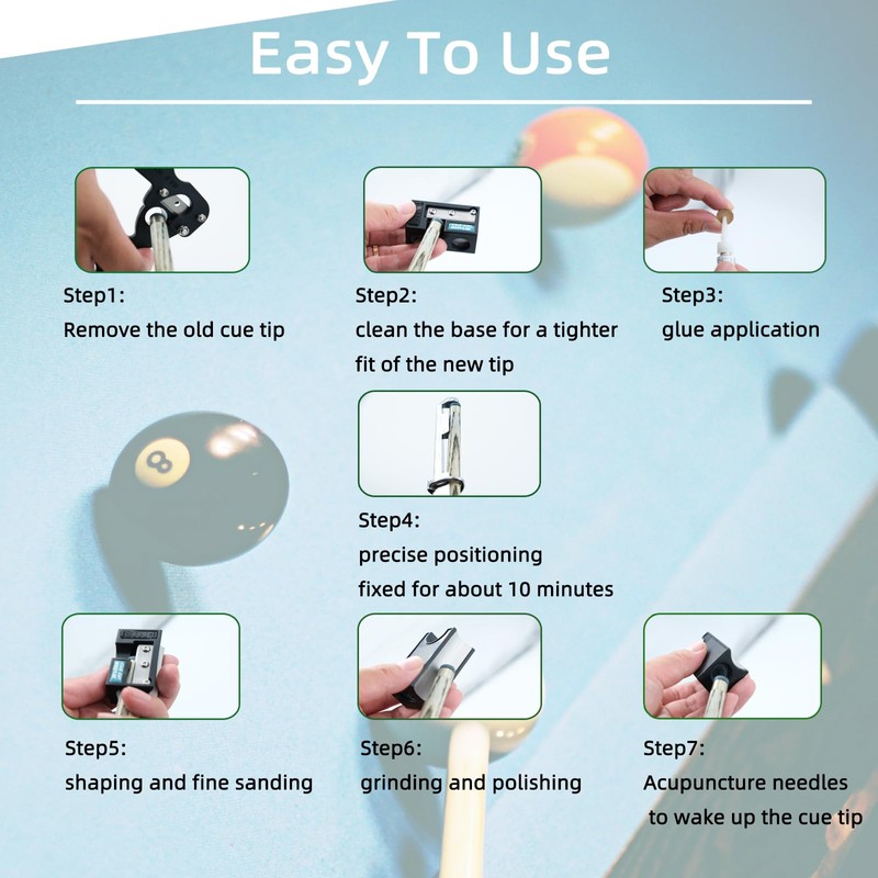 38PCS Pool Cue Tips Replacement Kit, 13mm Pool Stick Tips