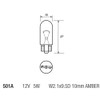 10 x 501 Amber WY5W 501A 12v 5w Push Fit