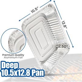 EHOMEA2Z Aluminum Pans Disposable Half Size (10 Pack) – MADE IN USA – 9x13 Heavy Duty Foil Pans, Durable & Recyclable Baking Pans, Eco-Friendly, Lightweight, Great for BBQ, Parties & Catering