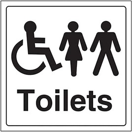 V Safety Disabled/Gents/Ladies Toilet Door Sign - 150mm x 150mm - 1mm Rigid Plastic