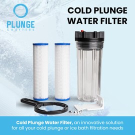 Cold Plunge Water Filter - 10" Filter Housing with 3/4 inch FPT Ports, 2x 50 Micron Filters & Build Guide - Suitable for Ice Baths and Whole Home Filtration - Incl. Mounting Kit & Housing Wrench