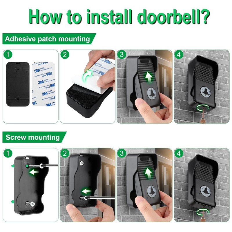 Wireless Doorbell, Waterproof Full Duplex Doorbell Wireless Upgrade, 1000ft Range,