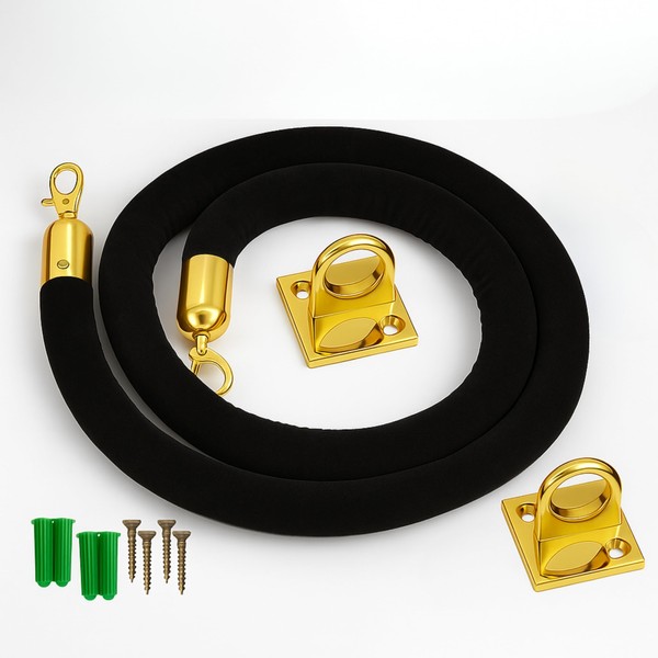 Black Velvet Hanging Rope with Loops – Wall Mount 5FT