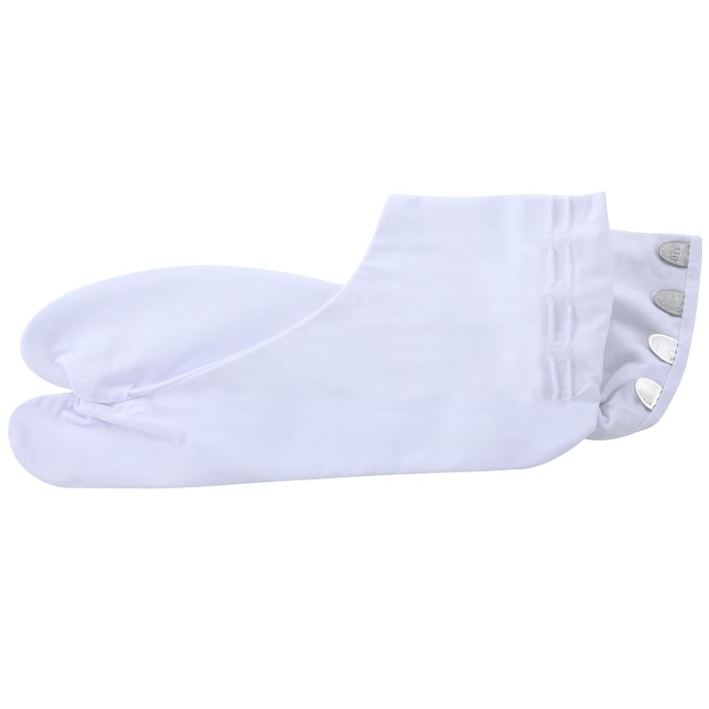 Unisex Broadcloth Split - Toe "Tabi" Socks, White, 4 Clasps,