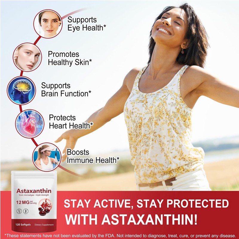 Astaxanthin Supplements, Supports Eye, Joint, Internal Circulation, Skin Health, Astaxanthina