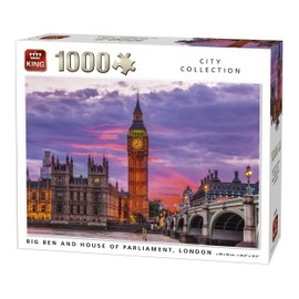 King 5658 Big Ben Clock and Parliament House London UK City Jigsaw Puzzle 1000-Piece, 68 x 49 cm