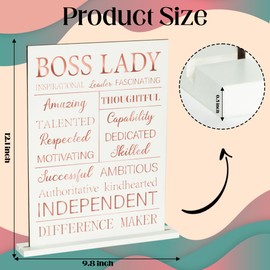 B1ykin Boss Lady Gifts for Women Table Topper Decoration, Rose Gold Boss Lady Centerpiece Women Boss Removable Wooden Freestanding Decor, Appreciation Gifts for Boss Office Female Leaders