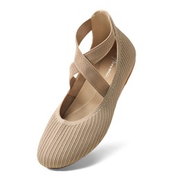 Arromic Nude Flats for Women Round Toe Ballet Flats with Ankle Straps Ballerina Flat Shoes Women Dressy Comfortable for Work Wedding Office Casual