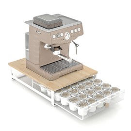 K Cup Organizer, Coffee Pod Holder Drawer, Under Brewer Storage Organizer with Sliding Drawer holds up to 35 K Cup Pods, No Assembly Needed, Natural colour