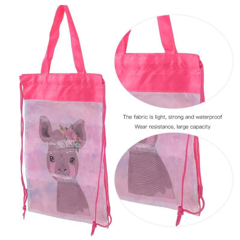 Backpack Bag WearResistant Large Capacity Rhinestones Painting with Drawstring Home