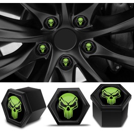 SkinoEu Wheel Bolts Wheel Nuts Rim Lock Nuts Caps Wheel Nut Covers Wheel Bolt Caps Wheel Nut Caps Plastic Covers Universal 17 mm Green Black Skull NB 11