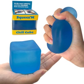Premium Squeez'M Sensory Stress Relief Toy for Kids and Adults – Safe Fidget Toy for Autism, ADHD, Anxiety – Squishy, Durable, ASTM Certified, Ages 3+ (one Blue Cube)