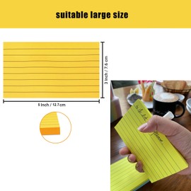 3 x 5 Inches Large Ruled Sticky Notes,76 x 127 mm 6 Brilliant Colors Assorted Landscape Orientation Lined Self-Stick Post Pads,80 Sheets/Pad