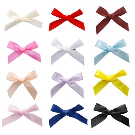 120Pcs Mini Bow Hair Clips, Small Hair Bows Clips, Solid Color Hair Ribbon Alligator Clips Barrettes Hair Accessories Kawaii Y2k Braiding Hairclip for Women Girls (12 Colors)