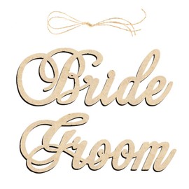 TOYANDONA Bride to be Sign 2pcs Wedding Chair Banner Bride Groom Wood Sign Letter Wall Hanging Decoration Wedding Photo Booth Prop Anniversary Party Decor Supplies Beige Bride and Groom Chair Signs