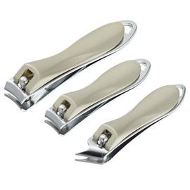 VOCOSTE Nail Clippers Set Professional Nail Toenail and Slant Edge Clipper for Men and Women with Nail File 3pcs Champagne