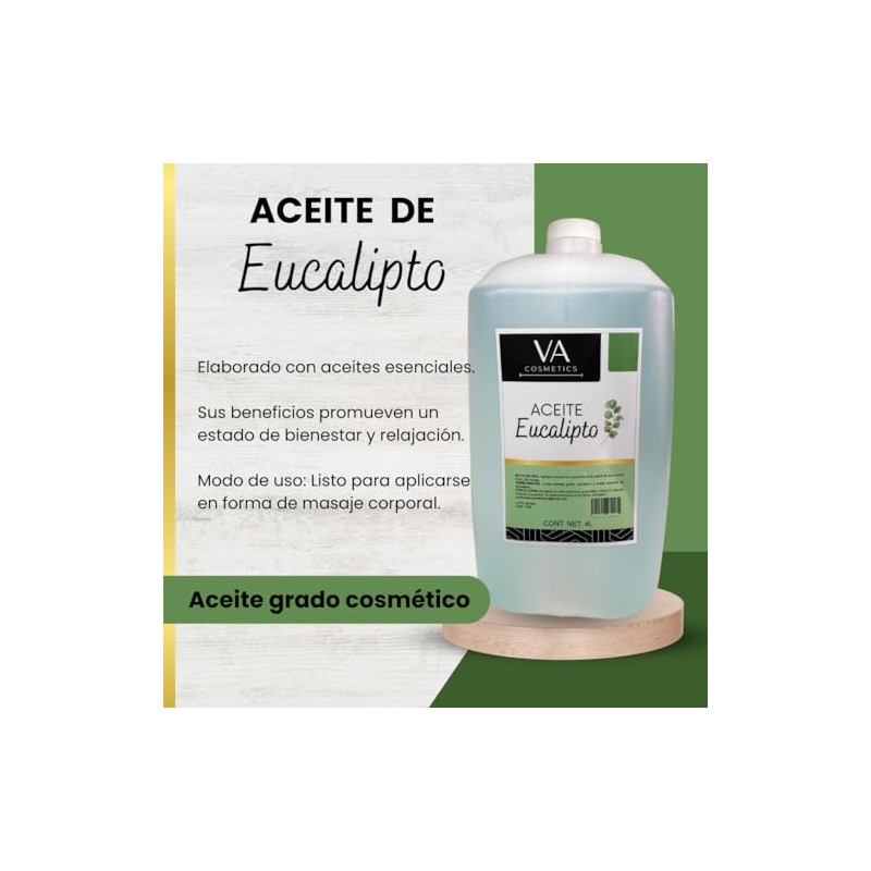 Aceite Masajes Eucalipto Corporal Spa Profesional 4 Litros VA