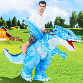 Halloween Blow-up Cosplay GOOSH PVC Inflatable Dinosaur Costume for Adults for Women and MenColor: Blue, Size: 63inch