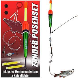 Angel-Berger Zander Floats Set Bait Fish Assembly with Glow Stick Ready2Fish Fishing Set Zander