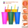 xocome 5 PCS Plastic Cups with Lids & Straws, 24OZ