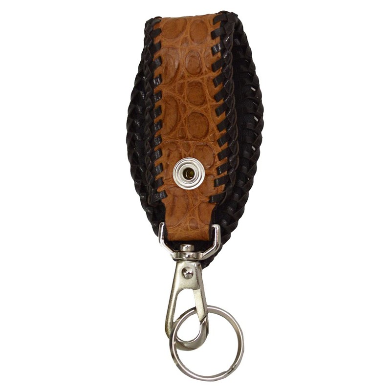 voodoocats Key Chain, Belt Loop, Crocodile Leather, Genuine Leather, Matte