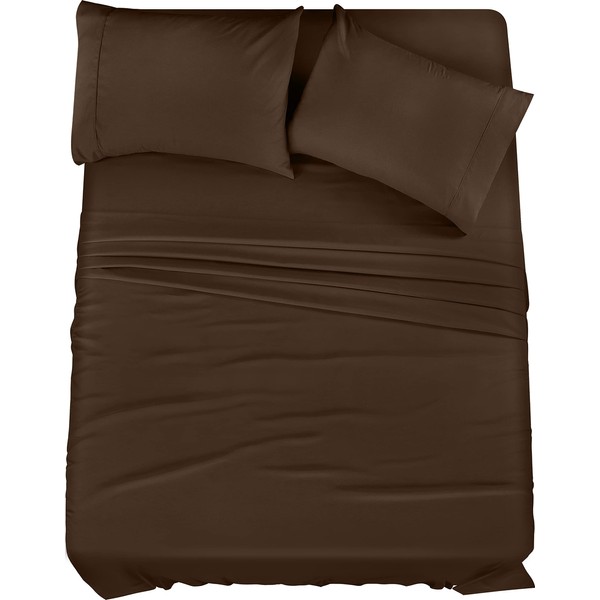 Utopia Bedding Queen Bed Sheets Set - 4 Piece Bedding - Brushed Microfiber - Shrinkage and Fade Resistant - Easy Care (Queen, Brown)