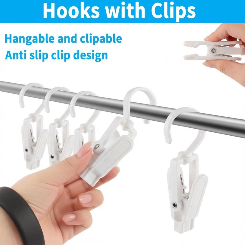 VinBee 20 PCS Laundry Hooks with Clips Super Strong Plastic