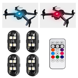 4PCS Wireless LED Strobe Lights, Wireless LED Lights for Car with Remote Control 8 Colors USB Charing IP65 Waterproof Anti-Collision Warning Light for Motorcycle Drone Car Interior Truck Aircraft Bike