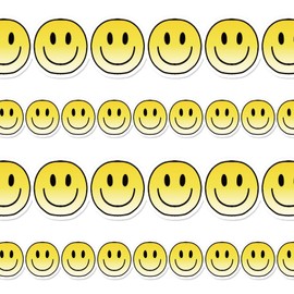 JarThenaAMCS 66Ft Smile Face Bulletin Board Border Bright Happy Face Self Adhesive Border Trim Stickers Roll for Back to School Classroom Office Chalkboard Decor