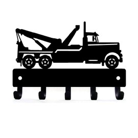 The Metal Peddler Tow Rig Key Rack Holder for Wall - Large 9 inch Wide - Made in USA; Great Gift for Wrecker Truck Driver