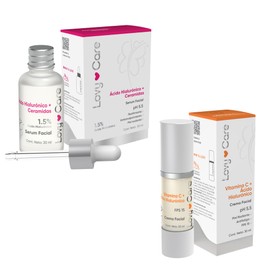 Lovy Care Pack Serum Facial Acido Hialuronico+ Ceramidas+Crema Facial Vitamina C+ acido Hialuronico reafirmante Piel Radiante pH 5.5 Antiarrugas Antif