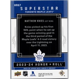 2023-24 Upper Deck Hockey Honor Roll Rookies Matthew Knies Rookie Card RC #HR67 WN17