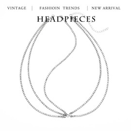 Fdesigner - Cadena para la cabeza estilo bohemio, con diamantes de imitación, estilo vintage, para bodas, fiestas, accesorios para el cabello para mujer (plata)