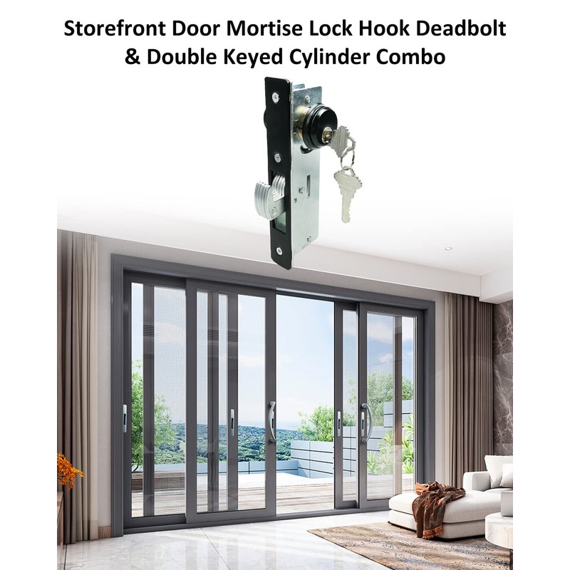 Storefront Door Mortise Lock 1-1/8" Door Locks with Backset Deadbolt