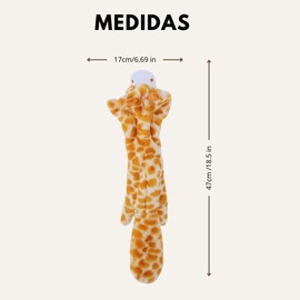 EMMA'S Juguete para Perro sin Relleno con Sonido Chirriante en Forma de Jirafa– Peluche Interactivo Resistente para Perros Pequeños, Medianos y Grandes – Mordedera Lavable con Forma de Animal