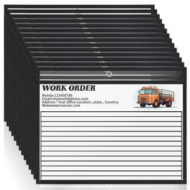 Ireer 30 Pcs Dry Erase Document Holder, Horizontal Job Ticket Holder 8.5x11, Dry Erase Pocket, Reusable Clear Plastic Paper Sleeve, Plastic Paper Holder for Office Business(Black)