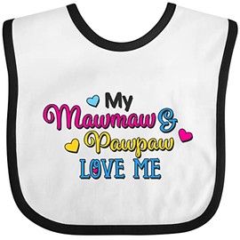 inktastic My Mawmaw and Pawpaw Love Me with Hearts Baby Bib White and Black 2f65a