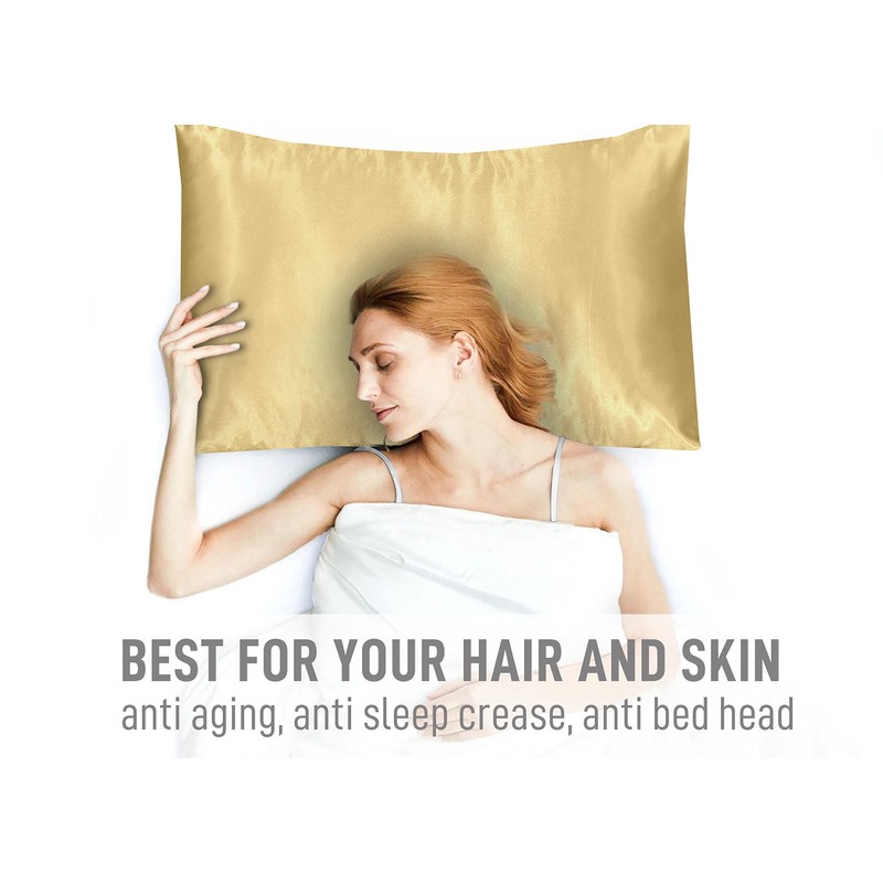 My home store Gold Silk Pillowcase 2 Pack - Hypoallergenic,