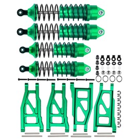 RCMYou RC Shocks & Front Rear Suspension Arm Upgrades Part for 1/10 Slash 4x4 VXL,Rustler 4X4 VXL,Stampede 4X4 VXL,Hoss 4X4 VXL,Alloy Big Bore RC Shock Absorber & More Durable A Arm,Green