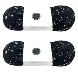 Silfrae Waxed Skate Hockey Laces, Sold in Two Pairs, Heavy Duty, Perfect for Hockey, Roller, and Skates, and Boots, Multi-Size and Multi-Color Available. (Black/White, 120'')