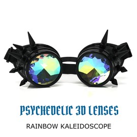 UMBRELLALABORATORY Crystal Rainbow Kaleidoscope Rave Glasses Steampunk Goggles outfits accessories