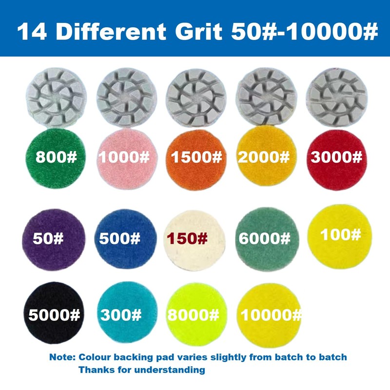 MiJunHD 1inch 25mm Mini Diamond Polishing Pad Set, 14PCS Different