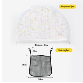 1 Piece Stroller Mosquito Net And 1 Hanging Bag, Portable Mosquito Cover, Flower Pattern Windproof Cover, Foldable Mesh Cover.
