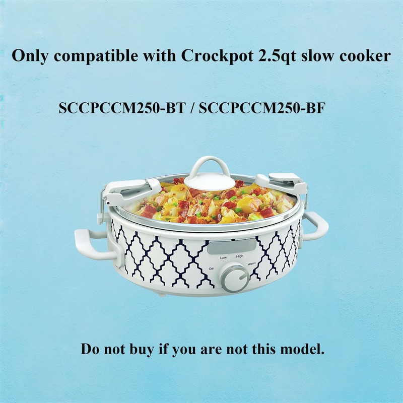 Oval Replacement Ceramic Pot, 2.5 Qt, Compatible with Crockpot SCCPCCM250-BT