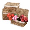 Set of 3 Rectangular Seagrass Baskets with Lids and Removable