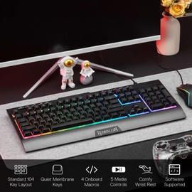 Redragon S151 Gaming Keyboard & Mouse Combo, 104 Keys K525 Wired RGB Membrane Keyboard and 10000 DPI Wired M616 Gaming Mouse Bundle