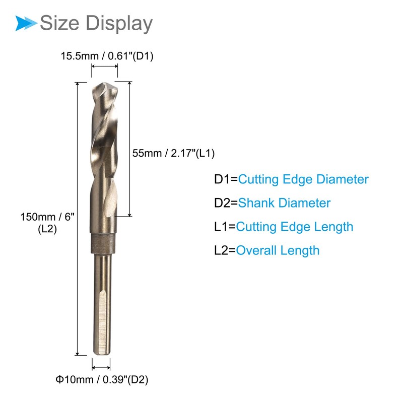 CoCud Pinch Shank Drill 15.5mm Advanced Titanium & Nitride Coated