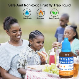 Fruit Fly Trap Refill Liquid Replacement Only 6 Packs- Liquid Fly Traps for Indoors- Non Toxic Bait Safe Near Pets,Food and Kids- Fruit Fly Lure Refill Liquid Trap Easy to Use Fly Traps for House