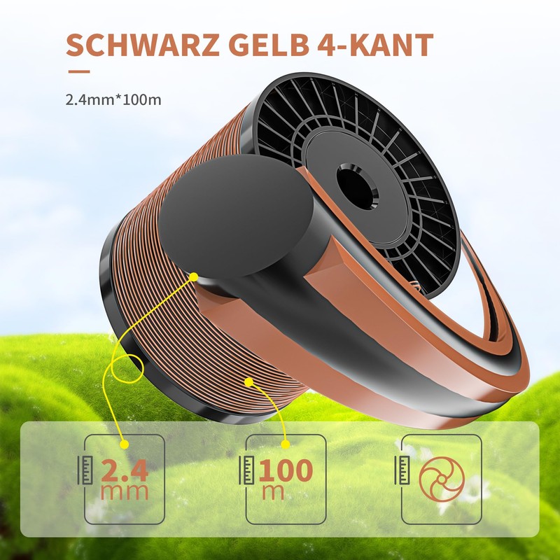 Forever Speed Grass Trimmer Line 2.4mm*100m Dark Yellow Square Universal
